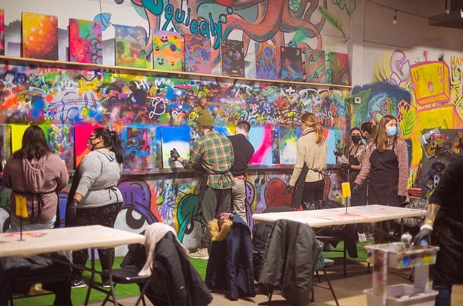 BYOB Spray Paint and Sip at Studio W.I.P. - What the 90 minutes feels like